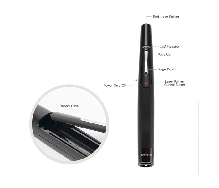 Trands TR-WP2396 2.4 Ghz Wireless Presenter with Red Laser - Black - Zoom Image 3