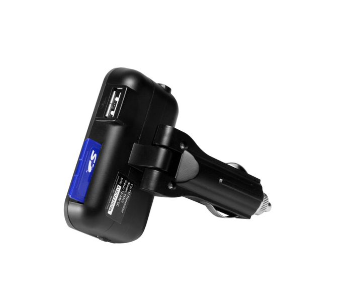 Promate FM12 Wireless In-Car FM Transmitter Adapter Car Kit with USB Car Charging - Black - Zoom Image 1