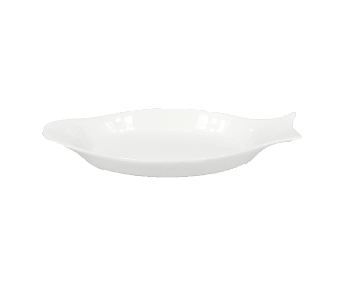 Royalford RF8767 10-inch Porcelain Ware Fish Shape Plate - White - Zoom Image