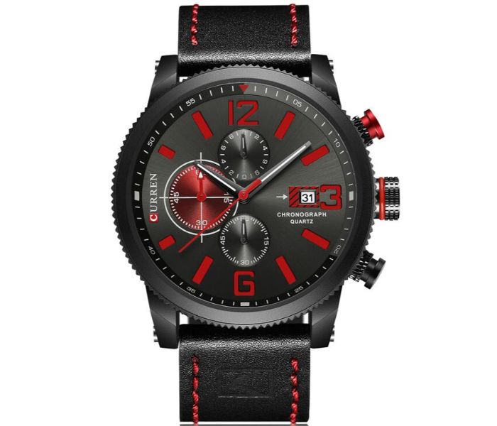 Curren 8281 Quartz Wristwatch For Men Black and Red - Zoom Image