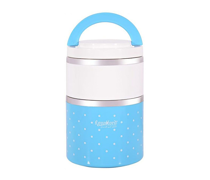 Royalford RF6145 Stainless Steel Double Layers Lunch Box - White & Blue - Zoom Image 1