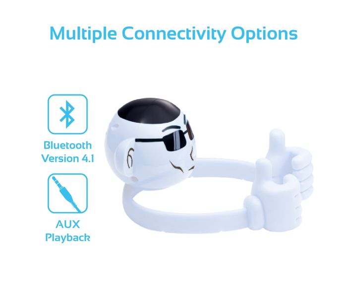 Promate Ape Mini High Definition Wireless Monkey Speaker With Smartphone Stand - White - Zoom Image 2