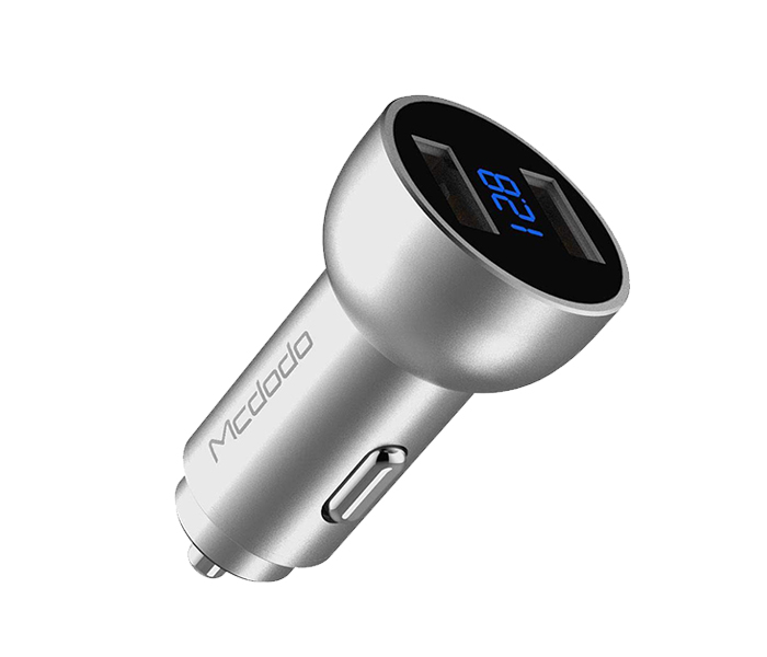 Mcdodo CC-3870 5V 3.4A LED Digital Display Dual USB Car Charger - Silver - Zoom Image 1