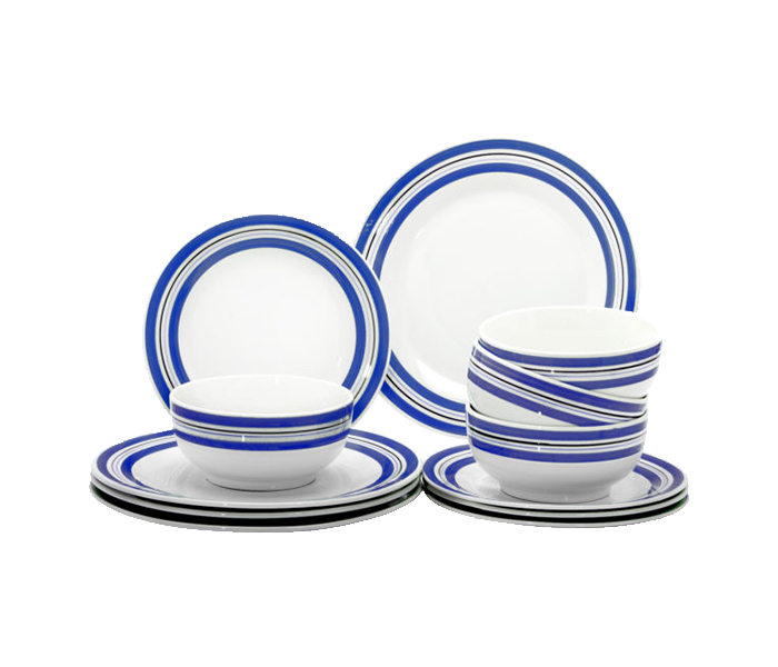 Royalford RFU9108 12 Pieces Porcelain Dinner Set - Blue & White - Zoom Image 4