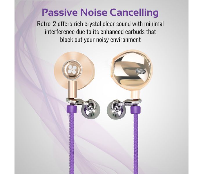 Promate Retro-2 Universal Wristband Style Stereo Earphones, Purple - Zoom Image 4