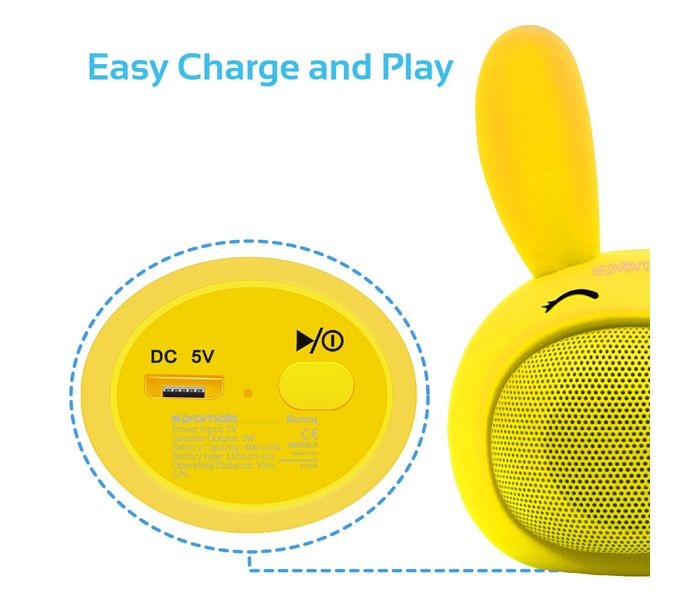 Promate Bunny Mini High Definition Wireless Bunny Speaker - Yellow - Zoom Image 4