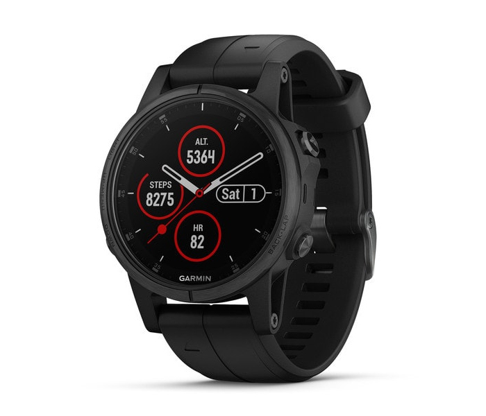 Garmin Fenix 5S Plus Smart Watch With Silicone Band - Black Sapphire - Zoom Image 3