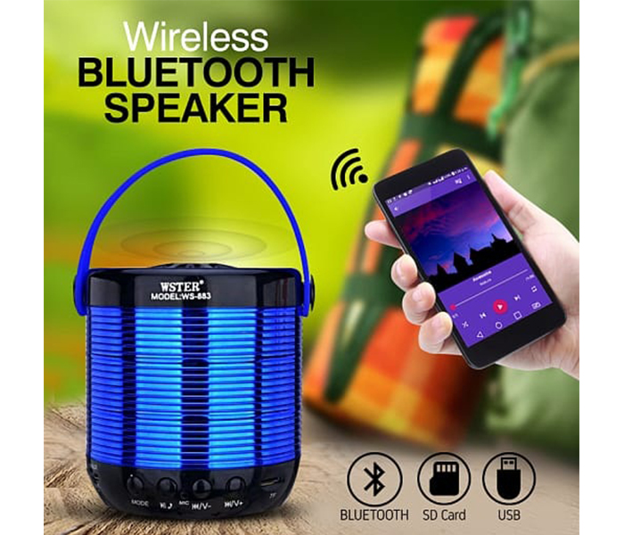 Wster Portable Wireless Bluetotoh Speaker with Micro SD & USB Support, WS-883 - Zoom Image 1