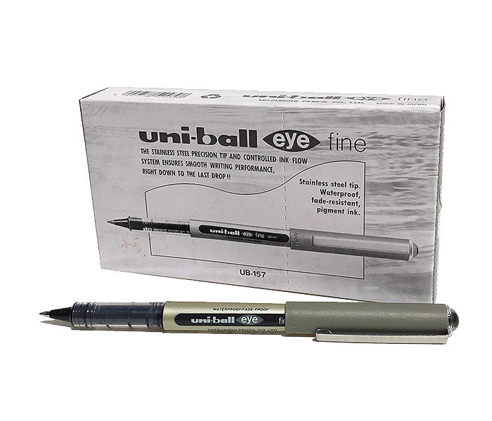 Uni Ball UB157 Fine Roller Pen - Black, Pack of 12 - Zoom Image 3