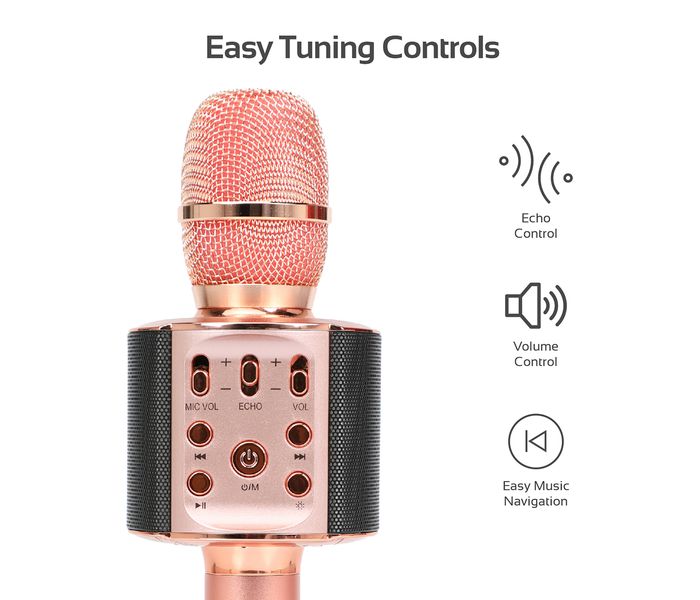 Promate Vocalmic-4 Portable Bluetooth Rechargeable Karaoke Mic with Phone Holder - Rose Gold - Zoom Image 3