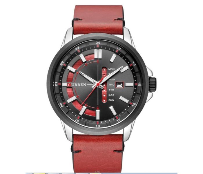 Curren 8307 Luxury Quartz Watch For Men Red and Black - Zoom Image