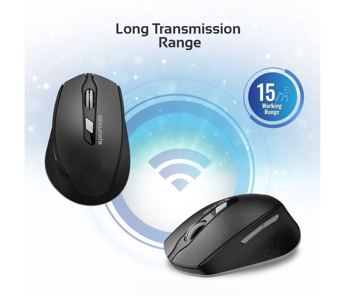 Promate Clix-6 Ergonomically Designed 2.4GHz Wireless Mouse, Black - Zoom Image 4