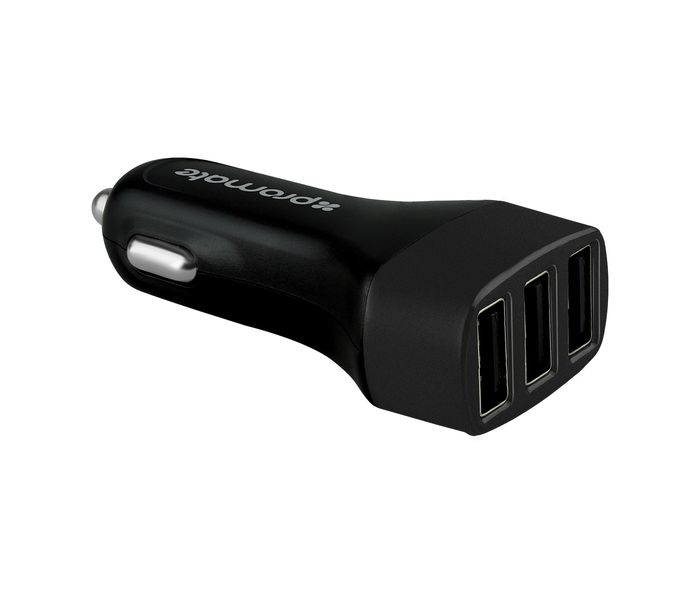 Promate Trica Ultra Fast Lightweight Universal Car Charger with 3 Port USB, Black - Zoom Image 4