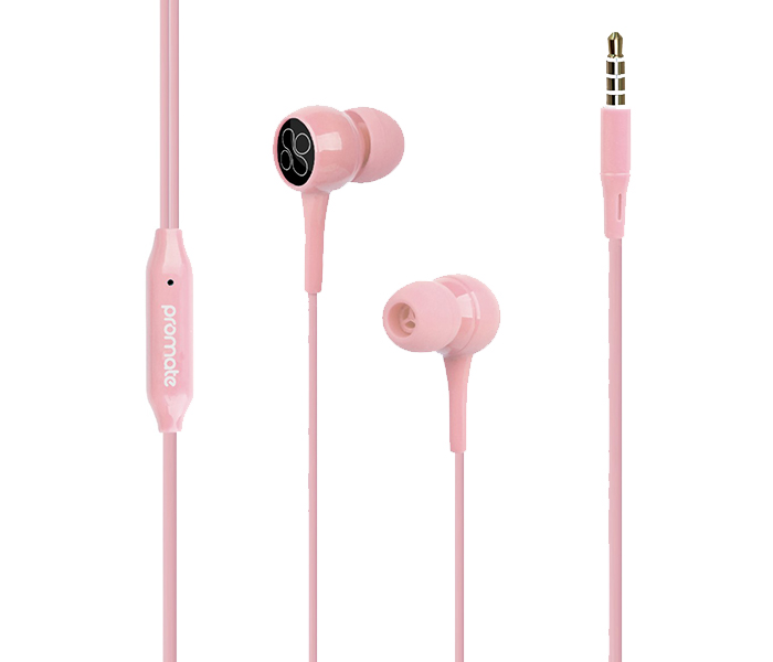 Promate Bent Dynamic In Ear Stereo Wired Earphone with Mic - Pink - Zoom Image 5