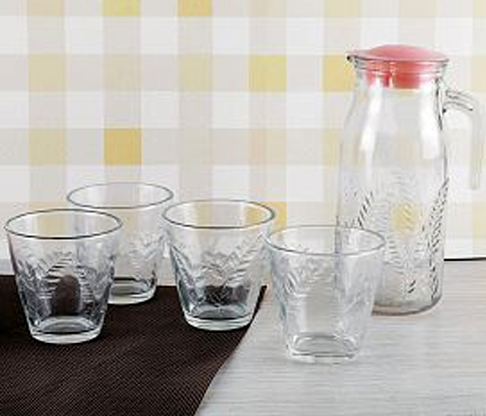 Cyber CCG 4414 Chunmin 1000ML Glass Jug with 4 Drinking Glass Set - Zoom Image 1