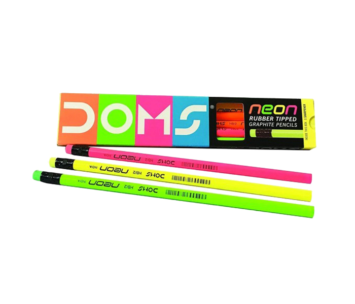 DOMS DM-7156 Neon Ruber Tip Graphite HB Pencil - 12 Pieces - Zoom Image