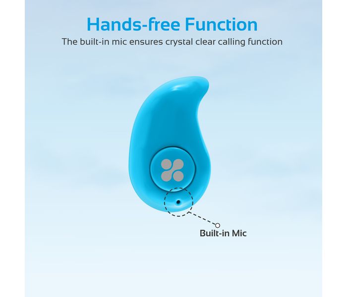 Promate Mondo-3 Lightweight Mini Wireless Mono Earphone with HD Sound Quality, Blue - Zoom Image 1