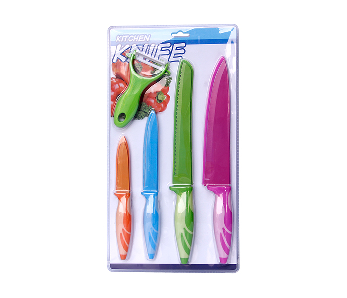 Taqdeer KN-9307 Non Stick Kitchen Knives Set with Peeler - 5 Pieces - Zoom Image 4