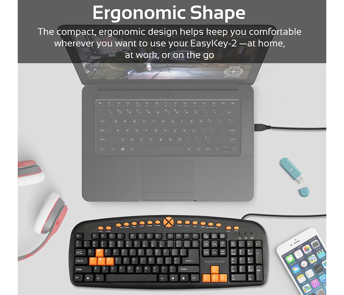 Promate EASYKEY-2 Sleek Ergonomic Multimedia Keyboard - Black - Zoom Image 3