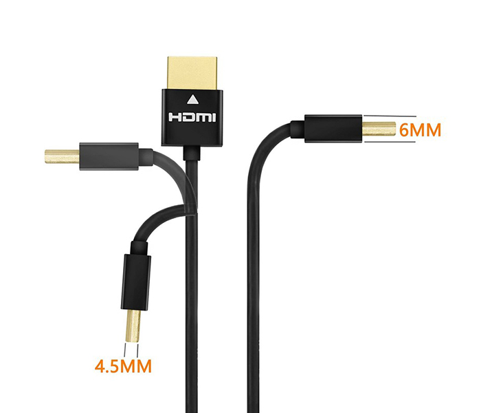 Trands TR-CA3149 1 Meter HDMI 2.0 Male to Male Slim Cable - Black - Zoom Image 2