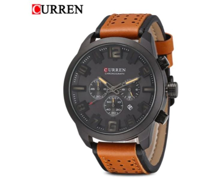 Curren 8289 Chronograph Watch For Men Black And Brown - Zoom Image