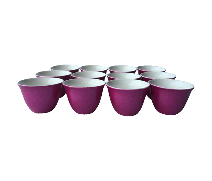 Royalford RF7006 12 Pieces Porcelain Cawa Cup Set - Purple - Zoom Image