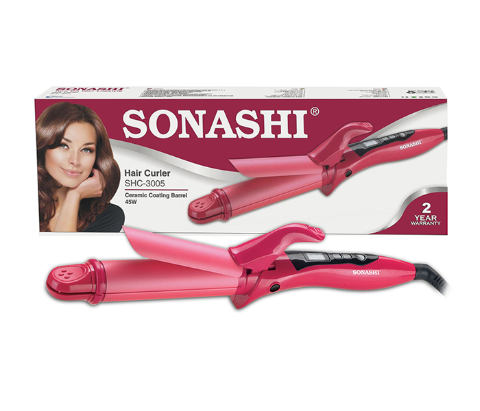 Sonashi SHC-3005 2 In 1 Hair Curler & Straightener, Pink - Zoom Image 3