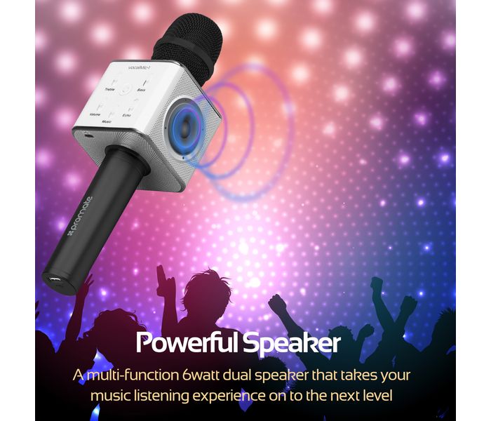 Promate VocalMic-1 Portable Wireless Bluetooth Microphone with Karaoke Player, Black - Zoom Image 2