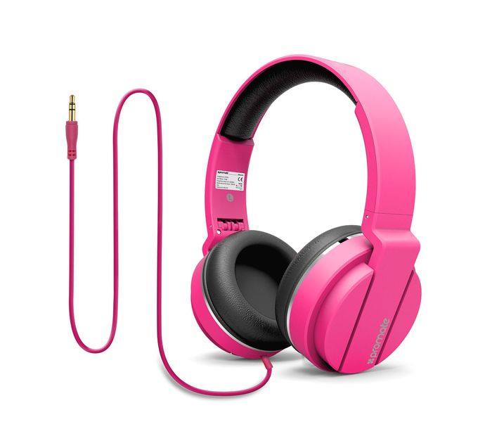 Promate Encore Lightweight Stereo Wired Heaphones with Padded Foldable Headband, Pink - Zoom Image 4