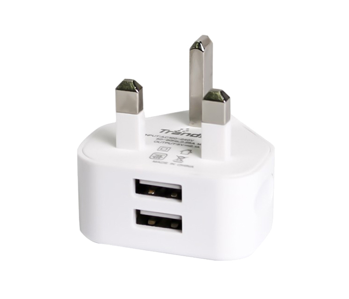 Trands TR-AD656 Dual USB Travel Charger for Smartphones - White - Zoom Image 3