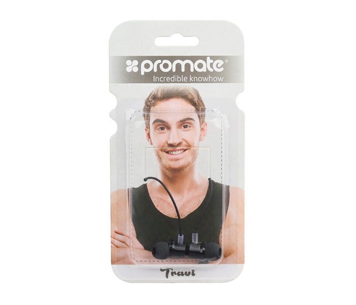 Promate Travi Dynamic In-Ear Stereo Earphones with In-Line Microphone - Black - Zoom Image 4