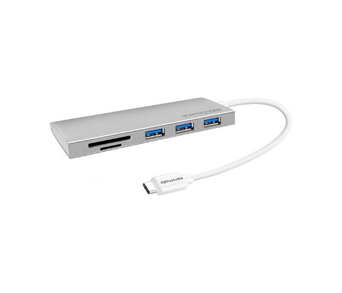 Promate Synchub-C3 SuperSpeed USB-C 3.1 Type-C Hub, Silver - Zoom Image