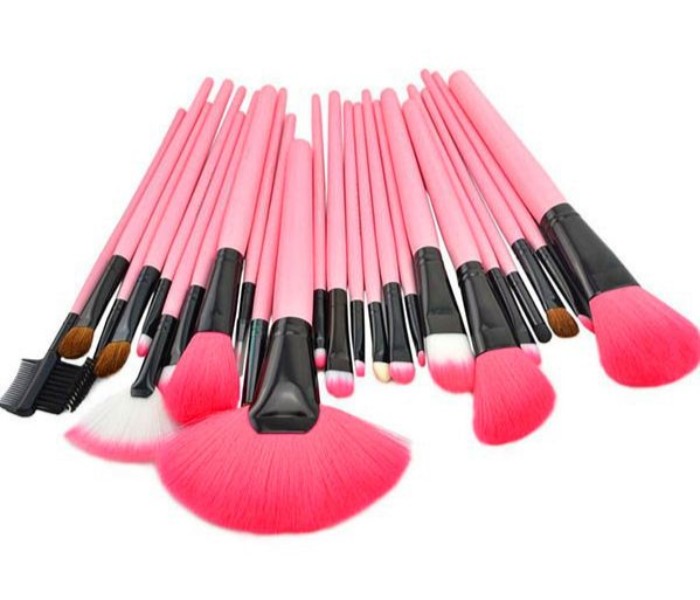 CM018 Cosmetic Makeup Beauty Brushes 24 Piece with Leather Case Pouch CM018 Pink - Zoom Image 4