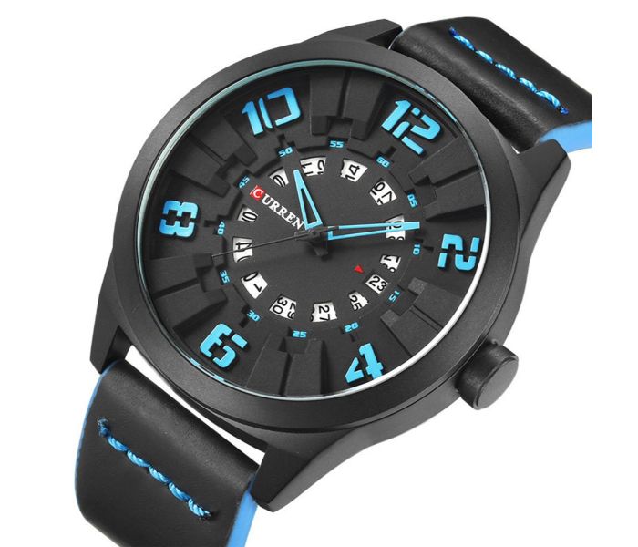 Curren 8258 Casual Quartz Watch For Men Black And Blue - Zoom Image 1