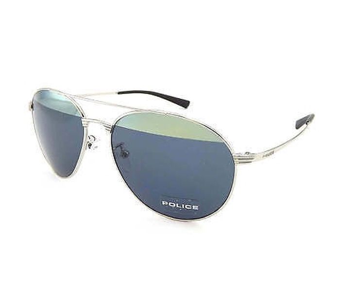 Police S8953V579H Round Shiny Palladium Frame & Silver Mirror / Smoke Mirrored Sunglasses for Men - Zoom Image 1