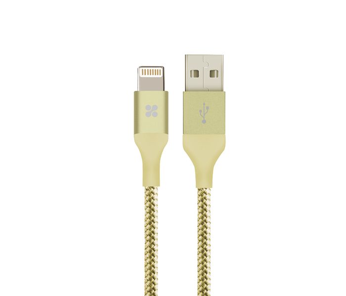 Promate Cable-LTF Heavy Duty Mesh Armored USB Lightning Charge Cable - Gold - Zoom Image 10