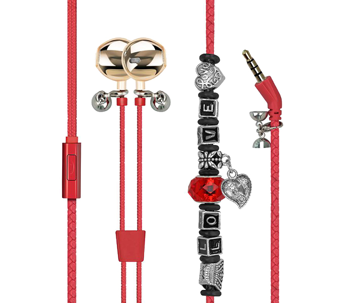 Promate VOGUE-3 Wearable Bracelet Style Stereo Earphones with Pandora Beads - Red - Zoom Image 5