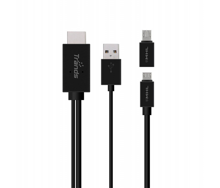 Trands TR-MHL70 MHL to HDMI Media Adapter Cable for Casting Mobie Display - Black - Zoom Image 2