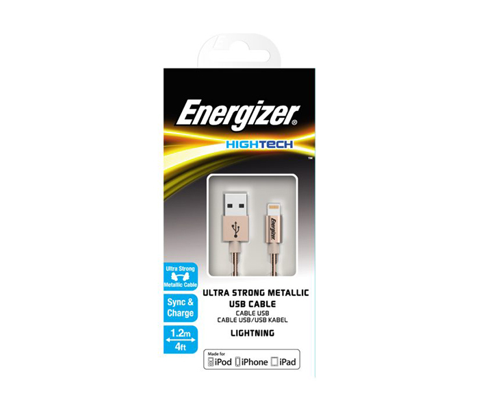 Energizer C14UBLIGGD4 1.2 Meter Hightech Ultra Strong Metallic Lighting Cable - Gold - Zoom Image 1