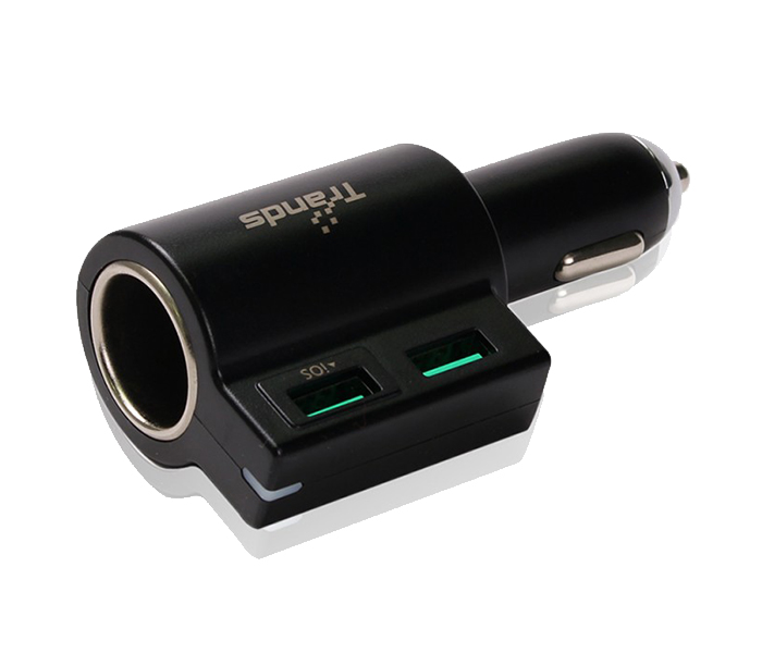 Trands TR-PC319 2 Ports 5v 4.2a USB Car Charger Intelligent Shunt with Cigarette Lighter - Black - Zoom Image 1