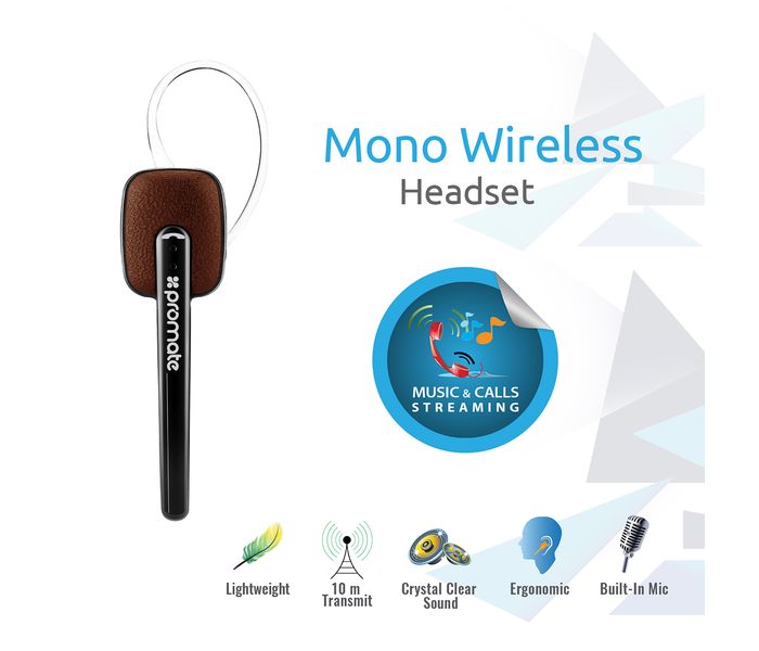 Promate Blueclass-2 Multipoint Pairing Bluetooth Headset, Brown - Zoom Image 2