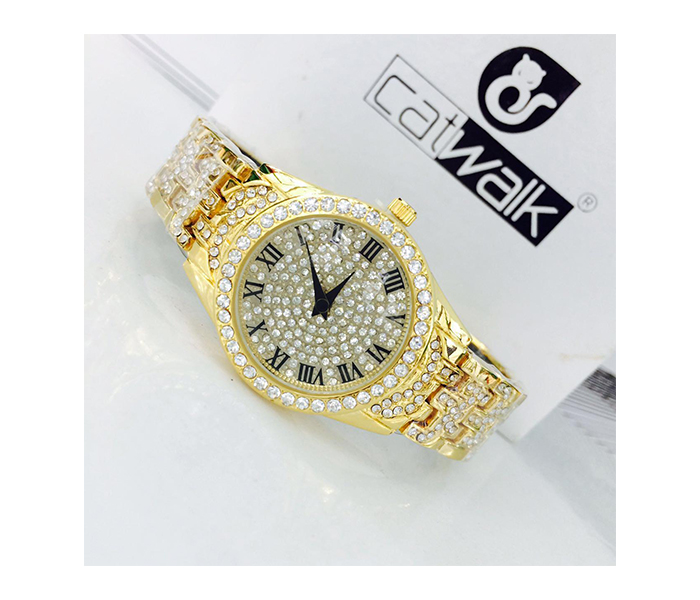 Catwalk CW-424 Genuine Quality Fashionable Cz Watch for Women - Gold - Zoom Image