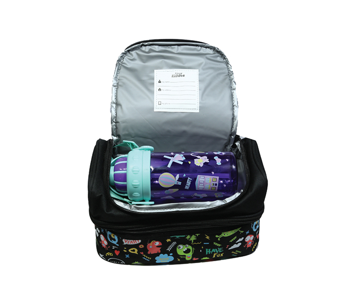 Smily Kiddos SK11004001 Dual Slot Lunch Bag - Black - Zoom Image 2