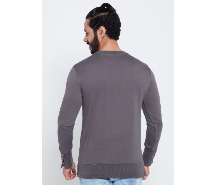 Petro OU10069 Printed Long Sleeve Side Button Sweat Shirt XL-Grey - Zoom Image 1