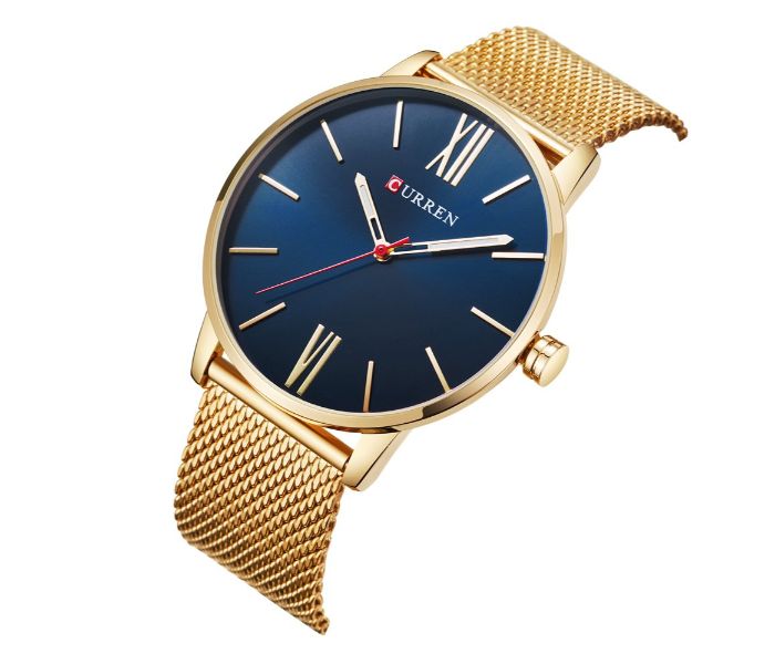 Curren 8238 Ultra Thin Dial Quartz Watch For Men Gold and Blue - Zoom Image 1