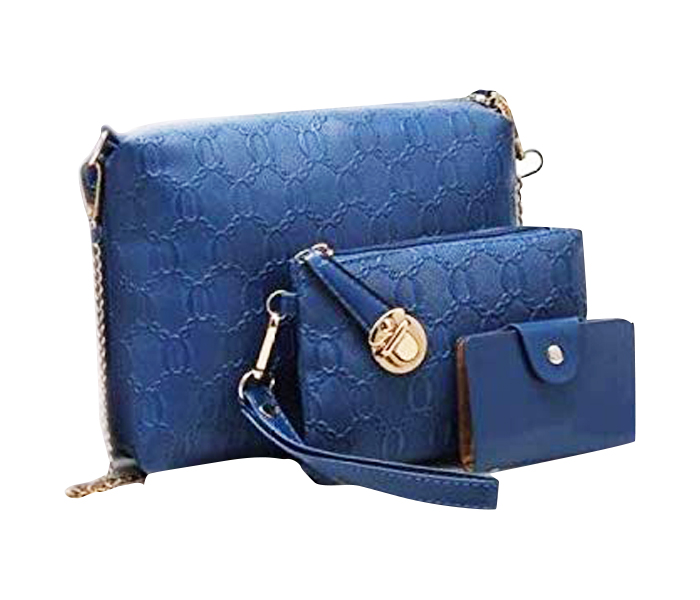 ELLEN AM02 Emboss Plaid Bag Women Luxury 4pc Handbag with Bear - Blue - Zoom Image 7