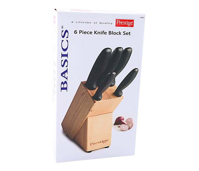 Prestige PR56007 5 Piece Basic Knife Set with Wooden Block - Black & Silver - Zoom Image 2