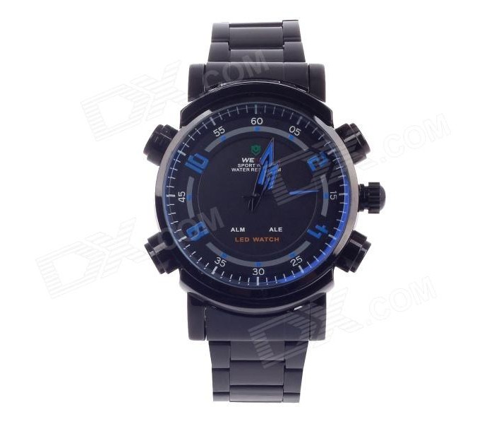 Weide WH 1101MB Mens Digital and Analog Watch Black and Blue - Zoom Image