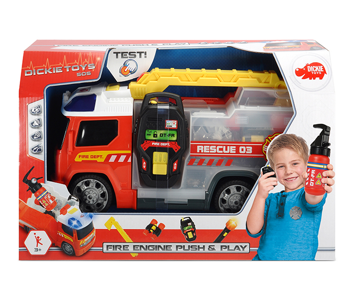 Dickie 203716006 33CM Fire Engine Push & Play Set - Red - Zoom Image 4