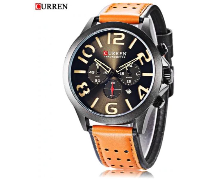 Curren 8244 Analog Quartz Watch For Men Yellow And Black - Zoom Image